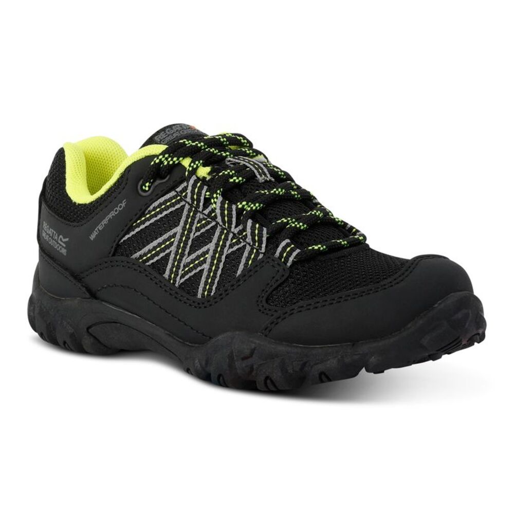 Regatta Childrens/Kids Edgepoint Waterproof Walking Shoes / Black/Lime Punch